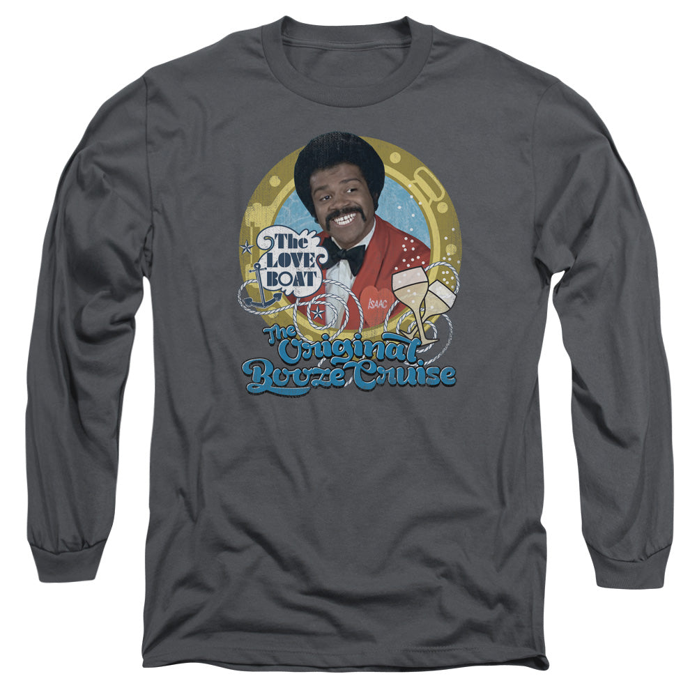 AN OFFCIALLY LICENSED LOVE BOAT ORIGINAL BOOZE CRUISE MEN'S LONG SLEEVE T-SHIRT CHARCOAL