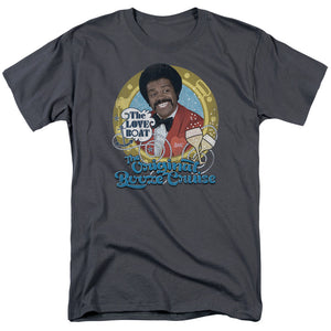 AN OFFCIALLY LICENSED LOVE BOAT ORIGINAL BOOZE CRUISE MEN'S REGULAR FIT T-SHIRT CHARCOAL