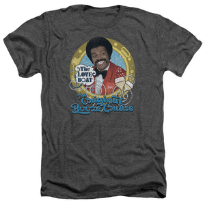 AN OFFCIALLY LICENSED LOVE BOAT ORIGINAL BOOZE CRUISE MEN'S HEATHER T-SHIRT CHARCOAL