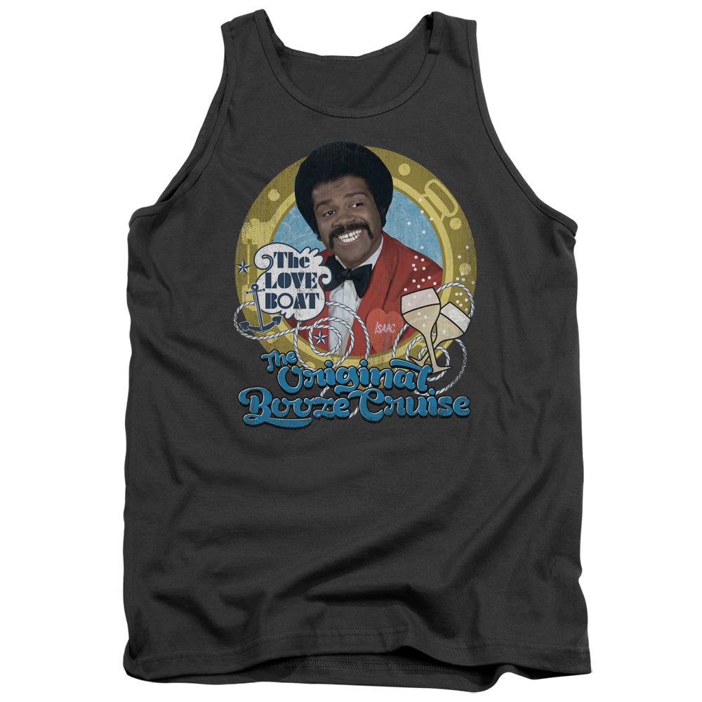 AN OFFCIALLY LICENSED LOVE BOAT ORIGINAL BOOZE CRUISE ADULT UNISEX TANK TOP CHARCOAL
