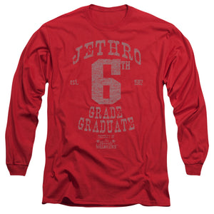 AN OFFCIALLY LICENSED BEVERLY HILLBILLIES MR 6TH GRADE GRAD MEN'S LONG SLEEVE T-SHIRT RED