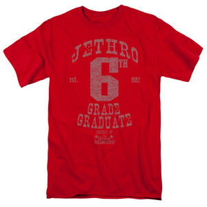 AN OFFCIALLY LICENSED BEVERLY HILLBILLIES MR 6TH GRADE GRAD MEN'S REGULAR FIT T-SHIRT RED