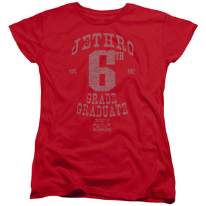 AN OFFCIALLY LICENSED BEVERLY HILLBILLIES MR 6TH GRADE GRAD WOMEN'S REGULAR FIT T-SHIRT RED