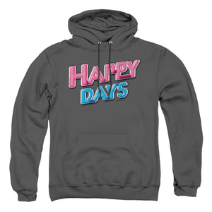 AN OFFCIALLY LICENSED HAPPY DAYS HAPPY DAYS LOGO ADULT UNISEX PULLOVER HOODIE CHARCOAL