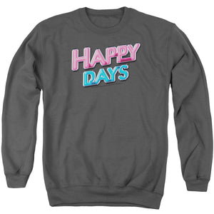 AN OFFCIALLY LICENSED HAPPY DAYS HAPPY DAYS LOGO ADULT UNISEX CREWNECK SWEATSHIRT CHARCOAL