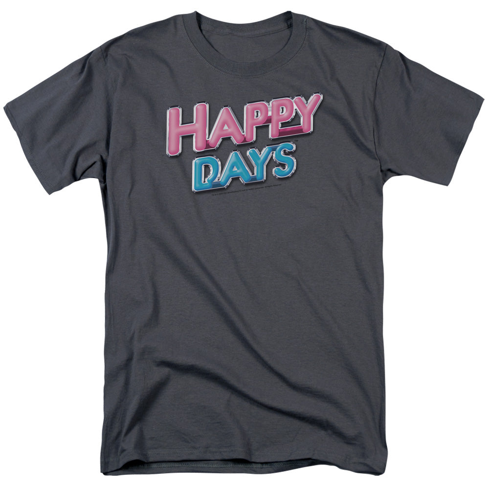AN OFFCIALLY LICENSED HAPPY DAYS HAPPY DAYS LOGO MEN'S REGULAR FIT T-SHIRT CHARCOAL