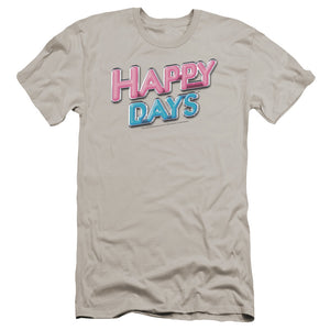 AN OFFCIALLY LICENSED HAPPY DAYS HAPPY DAYS LOGO MEN'S PREMIUM SLIM FIT T-SHIRT CHARCOAL