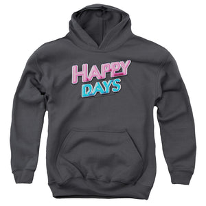 AN OFFCIALLY LICENSED HAPPY DAYS HAPPY DAYS LOGO YOUTH HOODIE CHARCOAL
