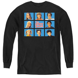 AN OFFCIALLY LICENSED BRADY BUNCH FRAMED YOUTH LONG SLEEVE T-SHIRT BLACK