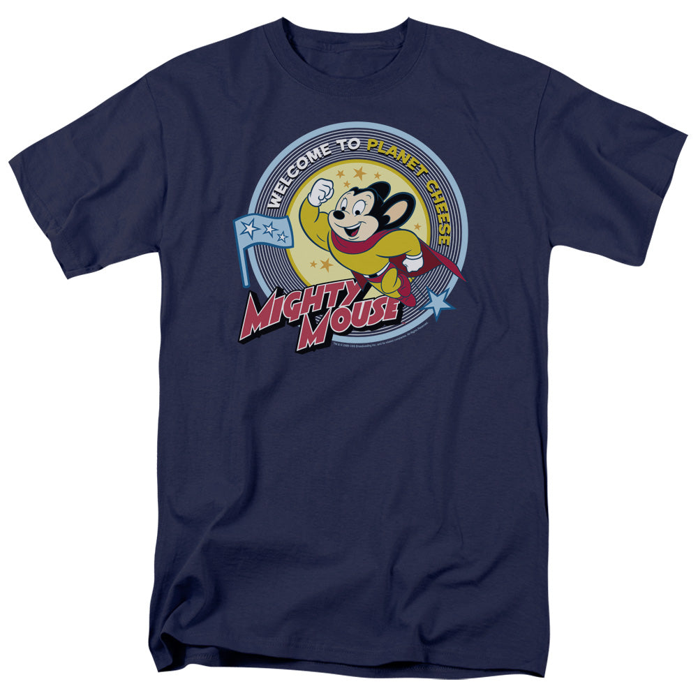 Mighty Mouse Planet Cheese Licensed Adult Unisex T-Shirt Regular Fit Tee SM-3X