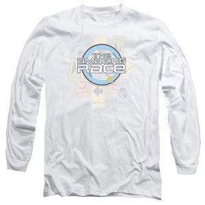 AN OFFCIALLY LICENSED AMAZING RACE THE RACE MEN'S LONG SLEEVE T-SHIRT WHITE