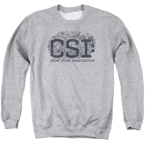 AN OFFCIALLY LICENSED CSI DISTRESSED LOGO ADULT UNISEX CREWNECK SWEATSHIRT ATHLETIC HEATHER