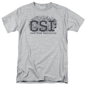 AN OFFCIALLY LICENSED CSI DISTRESSED LOGO MEN'S REGULAR FIT T-SHIRT ATHLETIC HEATHER
