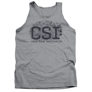 AN OFFCIALLY LICENSED CSI DISTRESSED LOGO ADULT UNISEX TANK TOP ATHLETIC HEATHER