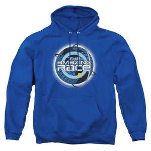 AN OFFCIALLY LICENSED AMAZING RACE AROUND THE GLOBE ADULT UNISEX PULLOVER HOODIE ROYAL