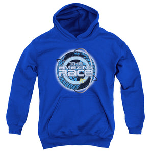 AN OFFCIALLY LICENSED AMAZING RACE AROUND THE GLOBE YOUTH HOODIE ROYAL