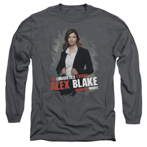 AN OFFCIALLY LICENSED CRIMINAL MINDS ALEX BLAKE MEN'S LONG SLEEVE T-SHIRT CHARCOAL