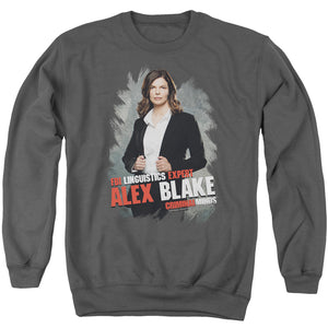 AN OFFCIALLY LICENSED CRIMINAL MINDS ALEX BLAKE ADULT UNISEX CREWNECK SWEATSHIRT CHARCOAL
