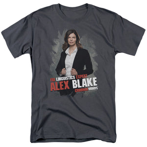 AN OFFCIALLY LICENSED CRIMINAL MINDS ALEX BLAKE MEN'S REGULAR FIT T-SHIRT CHARCOAL