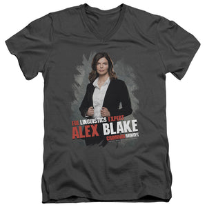 AN OFFCIALLY LICENSED CRIMINAL MINDS ALEX BLAKE MEN'S V-NECK T-SHIRT CHARCOAL