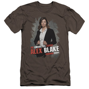 AN OFFCIALLY LICENSED CRIMINAL MINDS ALEX BLAKE MEN'S PREMIUM SLIM FIT T-SHIRT CHARCOAL