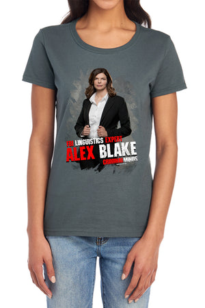 AN OFFCIALLY LICENSED CRIMINAL MINDS ALEX BLAKE WOMEN'S REGULAR FIT T-SHIRT CHARCOAL