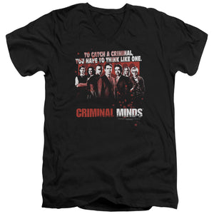 AN OFFCIALLY LICENSED CRIMINAL MINDS THINK LIKE ONE MEN'S V-NECK T-SHIRT BLACK