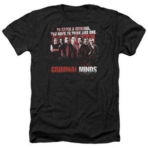 AN OFFCIALLY LICENSED CRIMINAL MINDS THINK LIKE ONE MEN'S HEATHER T-SHIRT CHARCOAL