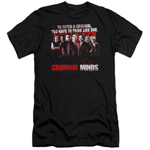 AN OFFCIALLY LICENSED CRIMINAL MINDS THINK LIKE ONE MEN'S PREMIUM SLIM FIT T-SHIRT BLACK