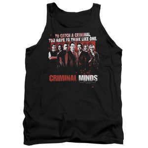AN OFFCIALLY LICENSED CRIMINAL MINDS THINK LIKE ONE ADULT UNISEX TANK TOP BLACK
