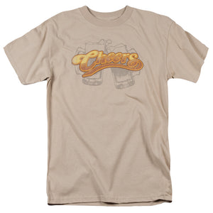 AN OFFCIALLY LICENSED CHEERS BEER MUGS MEN'S REGULAR FIT T-SHIRT SAND