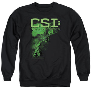 AN OFFCIALLY LICENSED CSI EVIDENCE ADULT UNISEX CREWNECK SWEATSHIRT BLACK