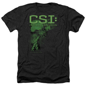 AN OFFCIALLY LICENSED CSI EVIDENCE MEN'S HEATHER T-SHIRT CHARCOAL