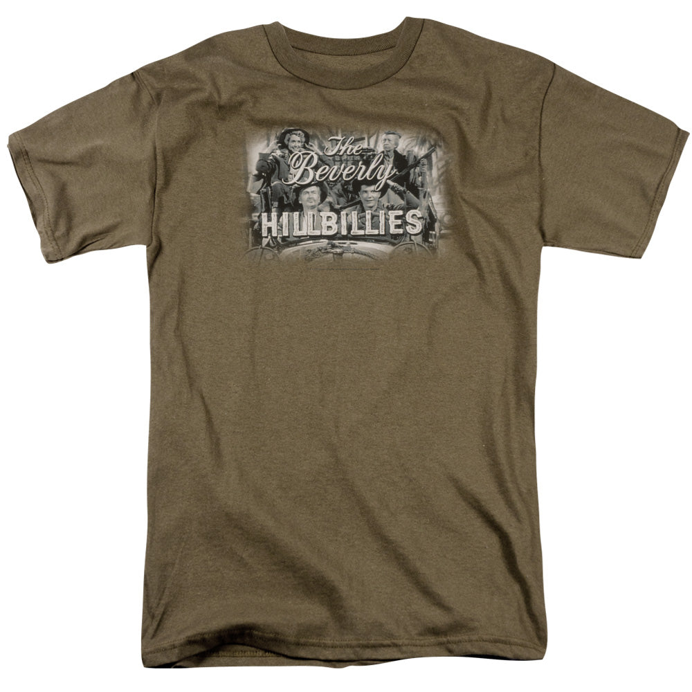 AN OFFCIALLY LICENSED BEVERLY HILLBILLIES LOGO MEN'S REGULAR FIT T-SHIRT SAFARI GREEN