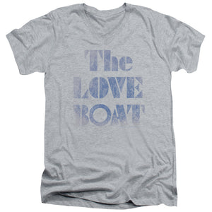 AN OFFCIALLY LICENSED LOVE BOAT DISTRESSED MEN'S V-NECK T-SHIRT ATHLETIC HEATHER