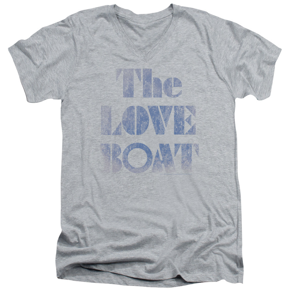 AN OFFCIALLY LICENSED LOVE BOAT DISTRESSED MEN'S V-NECK T-SHIRT ATHLETIC HEATHER