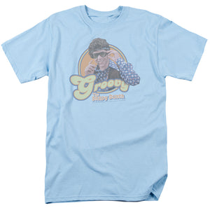 AN OFFCIALLY LICENSED BRADY BUNCH GROOVY GREG MEN'S REGULAR FIT T-SHIRT LIGHT BLUE