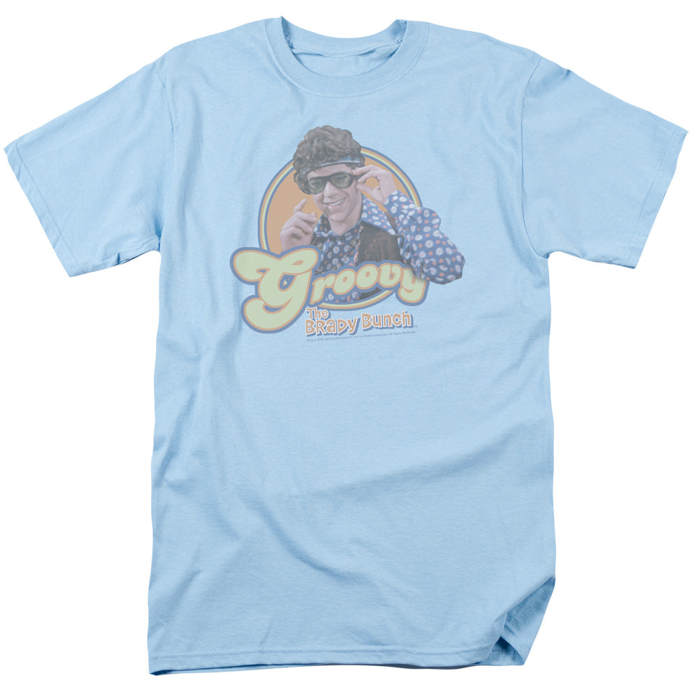 AN OFFCIALLY LICENSED BRADY BUNCH GROOVY GREG MEN'S REGULAR FIT T-SHIRT LIGHT BLUE