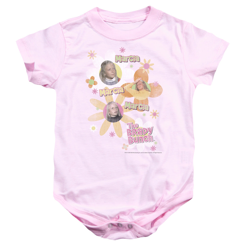 AN OFFCIALLY LICENSED BRADY BUNCH MARCIA MARCIA MARCIA BABY BODYSUIT PINK