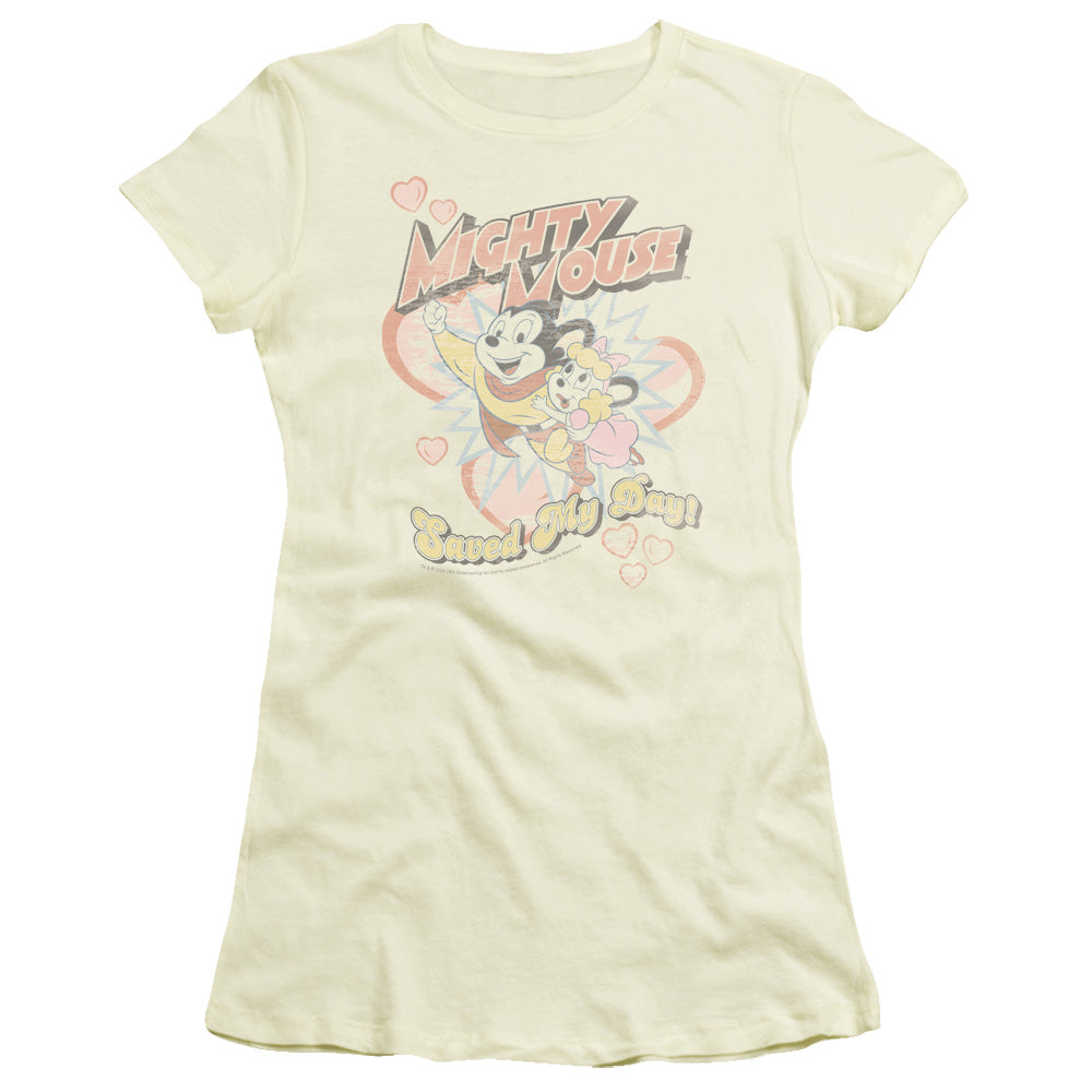 Mighty Mouse Saved My Day Licensed Women's T-Shirt Juniors LG