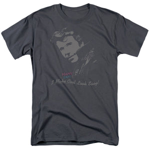 AN OFFCIALLY LICENSED HAPPY DAYS COOL FONZ MEN'S REGULAR FIT T-SHIRT CHARCOAL