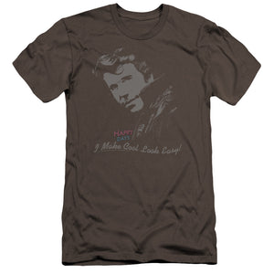 AN OFFCIALLY LICENSED HAPPY DAYS COOL FONZ MEN'S PREMIUM SLIM FIT T-SHIRT CHARCOAL