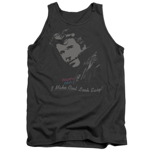 AN OFFCIALLY LICENSED HAPPY DAYS COOL FONZ ADULT UNISEX TANK TOP CHARCOAL