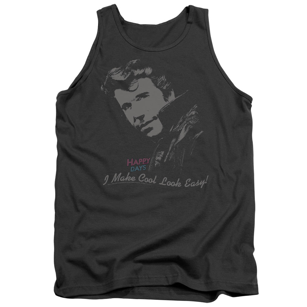 AN OFFCIALLY LICENSED HAPPY DAYS COOL FONZ ADULT UNISEX TANK TOP CHARCOAL