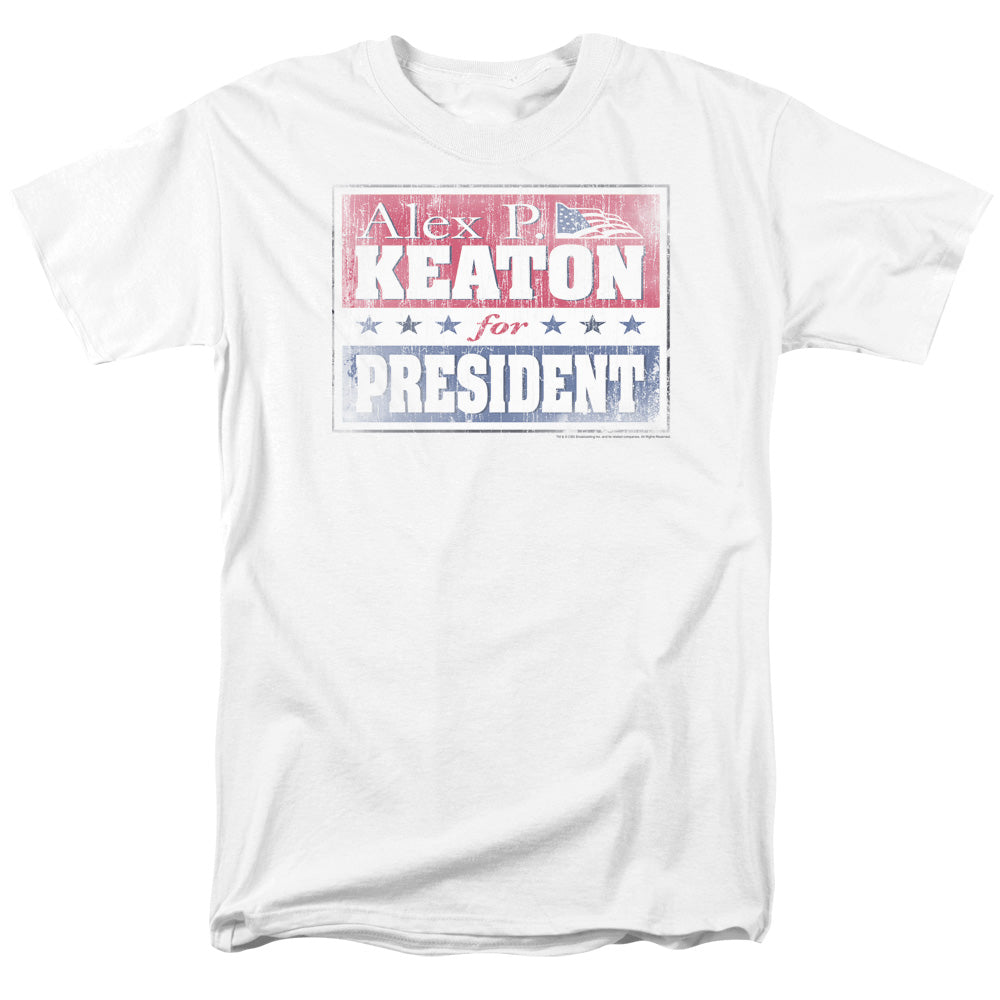 AN OFFCIALLY LICENSED FAMILY TIES ALEX FOR PRESIDENT MEN'S REGULAR FIT T-SHIRT WHITE