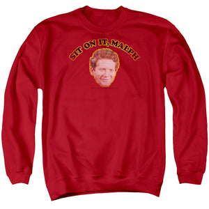 AN OFFCIALLY LICENSED HAPPY DAYS SIT ON IT MALPH ADULT UNISEX CREWNECK SWEATSHIRT RED