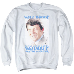 AN OFFCIALLY LICENSED BRADY BUNCH BUDDY ADULT UNISEX CREWNECK SWEATSHIRT WHITE