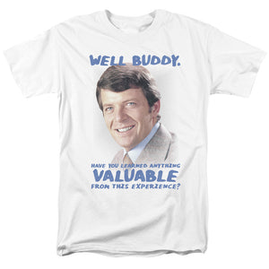 AN OFFCIALLY LICENSED BRADY BUNCH BUDDY MEN'S REGULAR FIT T-SHIRT WHITE