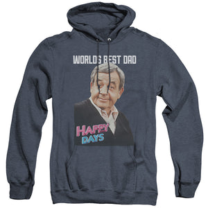 AN OFFCIALLY LICENSED HAPPY DAYS BEST DAD ADULT UNISEX HEATHER PULLOVER HOODIE NAVY