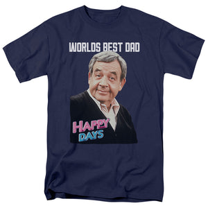 AN OFFCIALLY LICENSED HAPPY DAYS BEST DAD MEN'S REGULAR FIT T-SHIRT NAVY